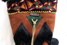 Load image into Gallery viewer, Tecnica (Italy) - Black &amp; Brown w/ Embroidery, Leather &amp; Goat Fur Après Ski / Winter Boots - Size 9 (see Note)
