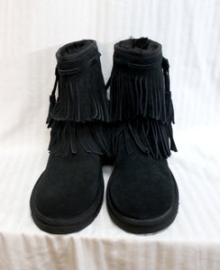 Koolaburra by UGG- Black Suede Cozy Cable Fringe Boots, Style 1015897 - Size 8