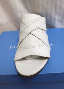 Jack Rogers  - White leather "Jackie Mid Wedge" Open Toe Slide Sandals - Size 9M (In Box)