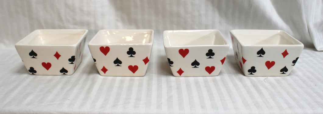 WMG (2006) - Set of 4 - Ceramic Poker/Card Suits Square Snack Bowls