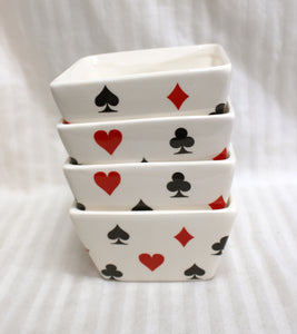 WMG (2006) - Set of 4 - Ceramic Poker/Card Suits Square Snack Bowls