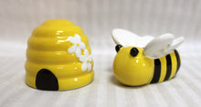 Load image into Gallery viewer, Set of Cute Ceramic Bee &amp; Hive Salt &amp; Pepper Shakers