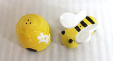 Load image into Gallery viewer, Set of Cute Ceramic Bee &amp; Hive Salt &amp; Pepper Shakers