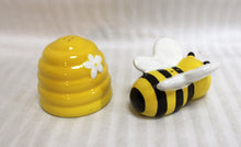 Load image into Gallery viewer, Set of Cute Ceramic Bee &amp; Hive Salt &amp; Pepper Shakers