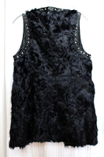 Load image into Gallery viewer, Philosophy Blues Original (Denmark) - Black Lamb Fur w/ Stud Detailing Tunic Vest - Size 38 (Approx M, See Measurements)