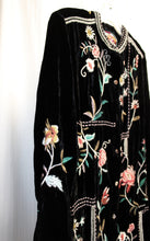 Load image into Gallery viewer, Johnny Was - Black Silk Blend Embroidered Velvet - Long Sleeve, Button Front Tunic/Mini Dress - Size XS