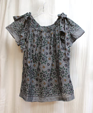 Load image into Gallery viewer, Loft  - Gray Graphic Floral Off/On Shoulder w/ Shoulder Tie Bows, Lightweight Top - Size XS