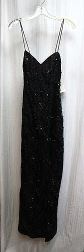 Vintage - Jessica McClintock - Black Spaghetti Strap Lace Dress w/ Sequins Dress - Size 11/12  (w/ Tags) (See Measurements)