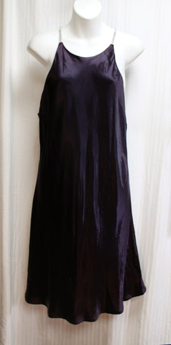 Vintage - All That Jazz- Navy Slip Dress w/ Rhinestone Jeweled Straps - Size 13/14