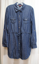 Load image into Gallery viewer, Guess- Chambray Button Front, Drawstring Waist mini Dress - Size M