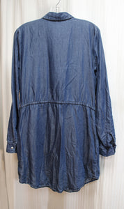 Guess- Chambray Button Front, Drawstring Waist mini Dress - Size M