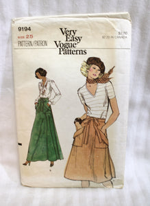 Vintage-Sewing Pattern - Very Easy Vogue Patterns- 9194- Misses Skirt - Size 25