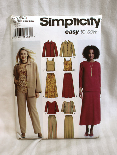 Sewing Pattern -Simplicity - Easy to Sew- 5463 - Misses/Women's Pants, Skirt, Tank Top, Jacket and Top - Size BB 20W-28W