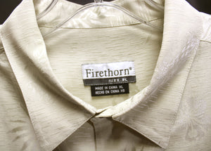 Firethorn - 100% Silk, Pineapple/ Tropical Weave Pattern  Hawaiian Shirt - Size XL