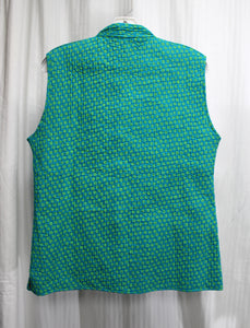 Stree Shakti - Reversible, Blue & Green / Magenta Quilted Vest - Size M