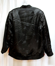 Load image into Gallery viewer, Vintage - Peony - Black &amp; Red Reversible Satin Jacket - Size XL (See Measurements)