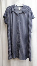 Load image into Gallery viewer, Naif - Blue Stripe, Lightweight Short Sleeve, Button Front Short Shirt Dress - Size XL