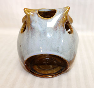 Glazed Ceramic Owl Tealight Candle Holder 5"