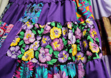 Load image into Gallery viewer, Vintage - Handmade - Purple Whimsical (Pansies, Daisies, Butterflies) Patchwork Full Skirt - See Measurements - 26&quot; Unstretched Waist