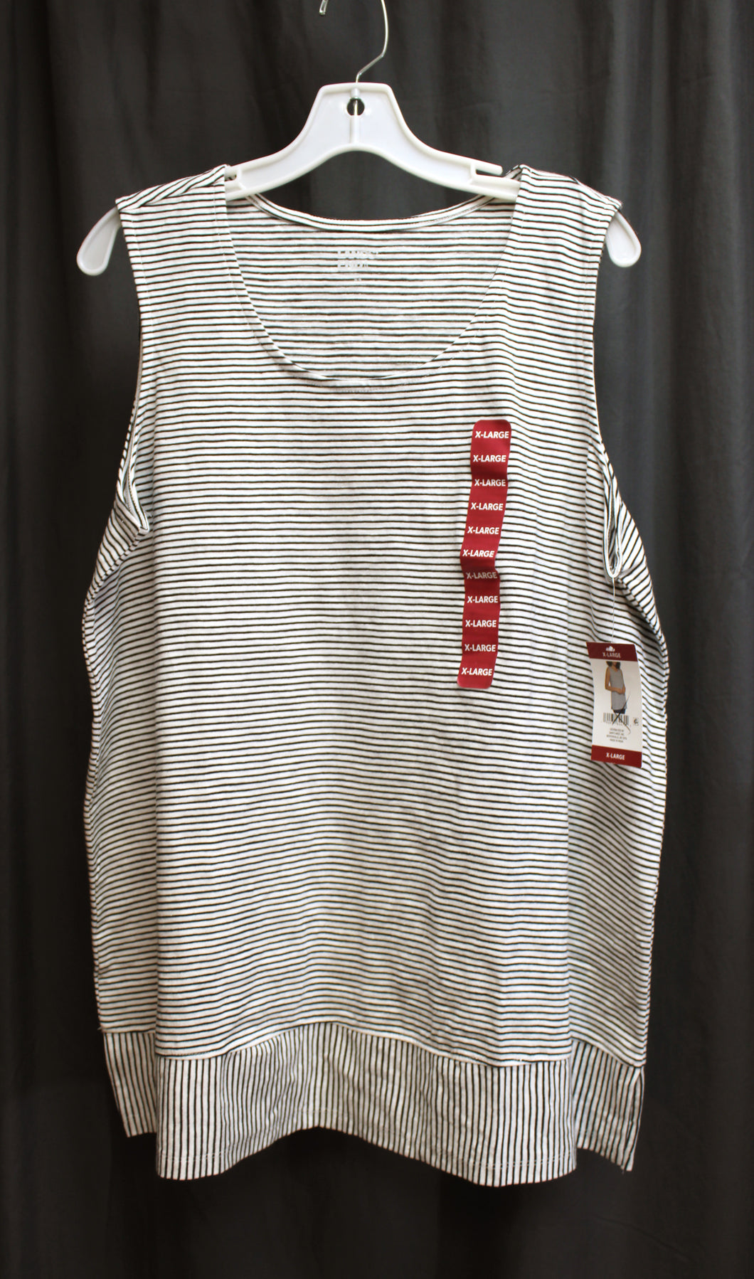 Lands End - Black & White Stripe, Cotton Tunic Tank Top - Size XL (w/ Tag)