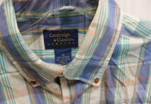 Load image into Gallery viewer, Men&#39;s Vintage - Cambridge Classics - Blue Plaid Short Sleeve Button Down Shirt - Size M