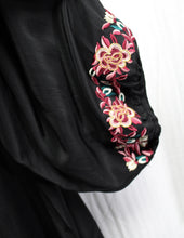 Load image into Gallery viewer, Joie - Black 100% Silk, 3/4th Balloon Sleeve, Embroidered V-Neck Tunic Mini Dress - Size 2