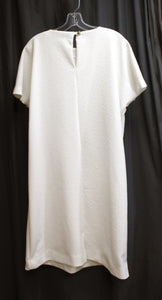 Vintage 60's - Handmade, White Abstract Texture,  Jackie O Style Mod Dress - See Measurements (23" Chest Pit to pit)