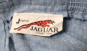 Vintage - Joyce Jaguar Collection - 2 PC Blue Short Sleeve & Jacket w/ White Piping w/ Matching Skirt & Belt - See Measurements 26" Waist