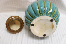 Load image into Gallery viewer, Vintage Mid Century  Teal &amp; Brown Glazed Ceramic Vase w/ Lid -16.5&quot; H