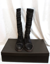 Load image into Gallery viewer, Vintage Foundry Co. - &quot;Evelyn&quot; Black Suede w/ Front Strap Detailing Boots w/ Box - Size 7.5