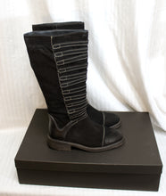 Load image into Gallery viewer, Vintage Foundry Co. - &quot;Evelyn&quot; Black Suede w/ Front Strap Detailing Boots w/ Box - Size 7.5