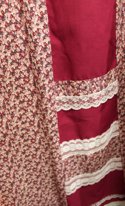 Vintage 1970's - Carefree Fashions, Scottsdale Arizona - Patchwork & Lace Cottage Core Maxi Skirt - 30" Unstretched Waist