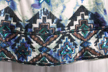 Load image into Gallery viewer, Express - Tie Dye w/ Southwest Geometric Sequin Pattern, Mini Skirt - Size XS