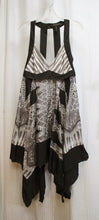 Load image into Gallery viewer, BCBG Maxazaria - Black &amp; Gray 100% Silk Strappy Low Back Hancercheif Hem Flowy Dress - Size M