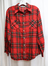 Load image into Gallery viewer, Vintage 1960&#39;s - Grants Men&#39;s Wear - Red Flannel Button  Front Shirt - Size 15-15.5 (Vintage See Measurements)