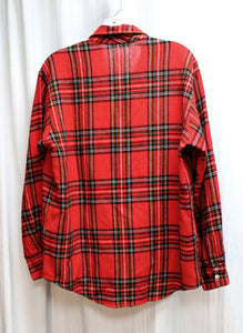 Vintage 1960's - Grants Men's Wear - Red Flannel Button  Front Shirt - Size 15-15.5 (Vintage See Measurements)