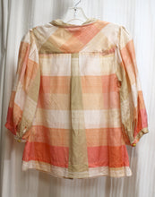 Load image into Gallery viewer, Maeve - Lightweight Orange, Tan &amp; Blush Cotton/Silk Blend Bow Neck 1/2 Sleeve Blouse - Size 0