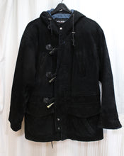 Load image into Gallery viewer, Men&#39;s Vintage - Wilson&#39;s Leather - Black Hooded Suede Duffle Coat - Size S