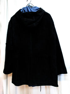 Men's Vintage - Wilson's Leather - Black Hooded Suede Duffle Coat - Size S
