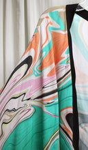 Load image into Gallery viewer, Trina Turk - Multicolor Swirl Pattern Open Front Poncho/Kimono w/ Black Tassel Trim - One Size