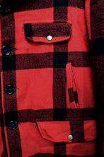 Load image into Gallery viewer, Men&#39;s Vintage 1960&#39;s - H.W. Carter&#39;s - Red &amp; Black Plaid Wool Mackinaw/ Hunting Jacket - See Measurements 21&quot; Shoulders