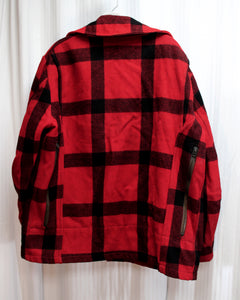 Men's Vintage 1960's - H.W. Carter's - Red & Black Plaid Wool Mackinaw/ Hunting Jacket - See Measurements 21" Shoulders