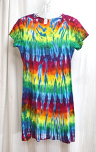 Load image into Gallery viewer, Dharma Trading  - Rainbow Tie Dye, Short Sleeve Henley Ribbed T-Shirt Mini Dress - Size S