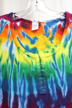 Load image into Gallery viewer, Dharma Trading  - Rainbow Tie Dye, Short Sleeve Henley Ribbed T-Shirt Mini Dress - Size S