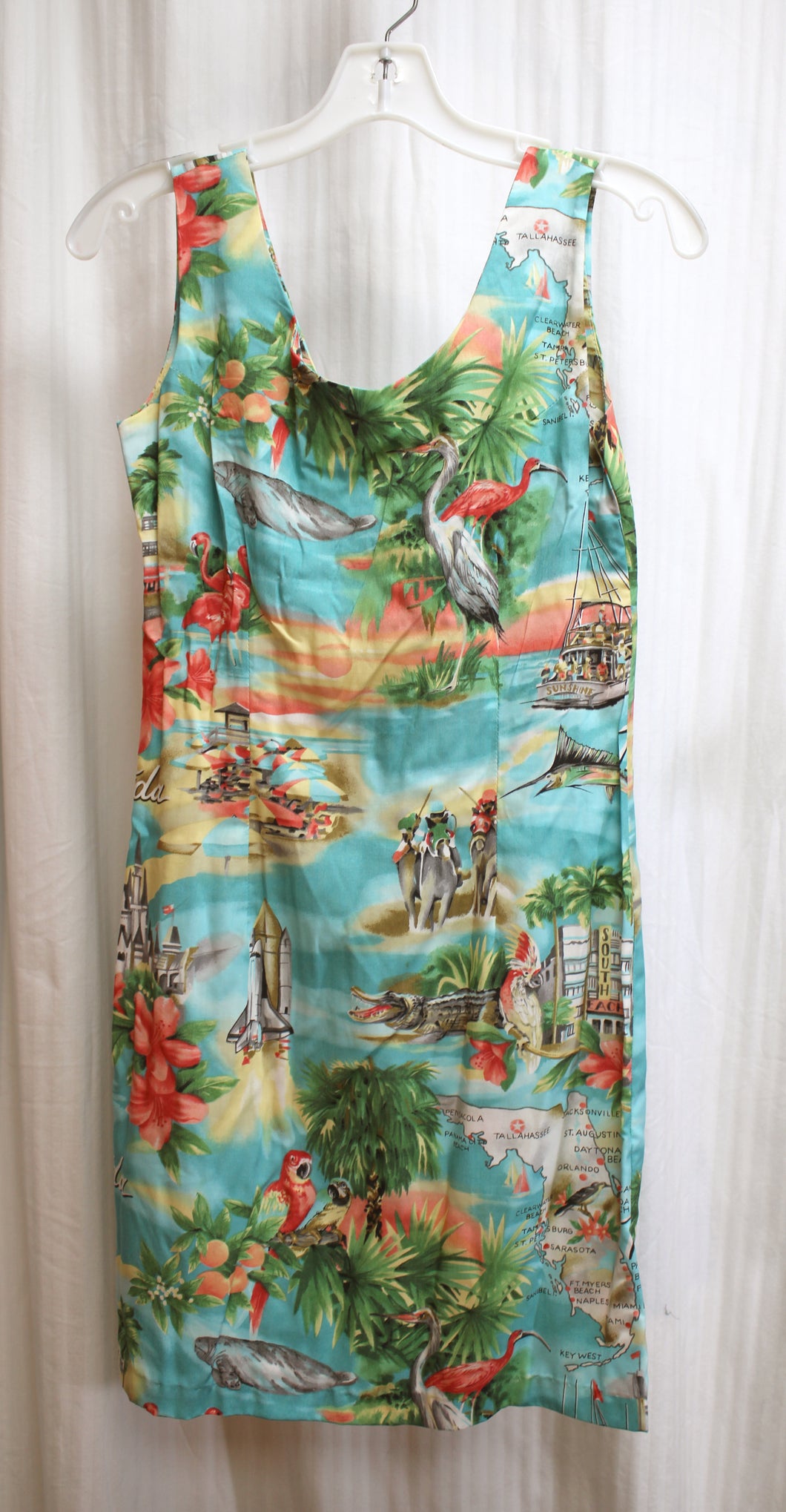 Paradise Found - Tropical Florida Themed Print Mini Dress - Size XS