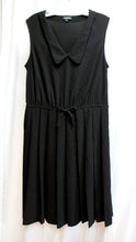 Load image into Gallery viewer, Jaeger - Black Sleeveless, Chelsea Collar, Soft Pleated Skirt Dress - Size 14