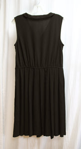 Jaeger - Black Sleeveless, Chelsea Collar, Soft Pleated Skirt Dress - Size 14