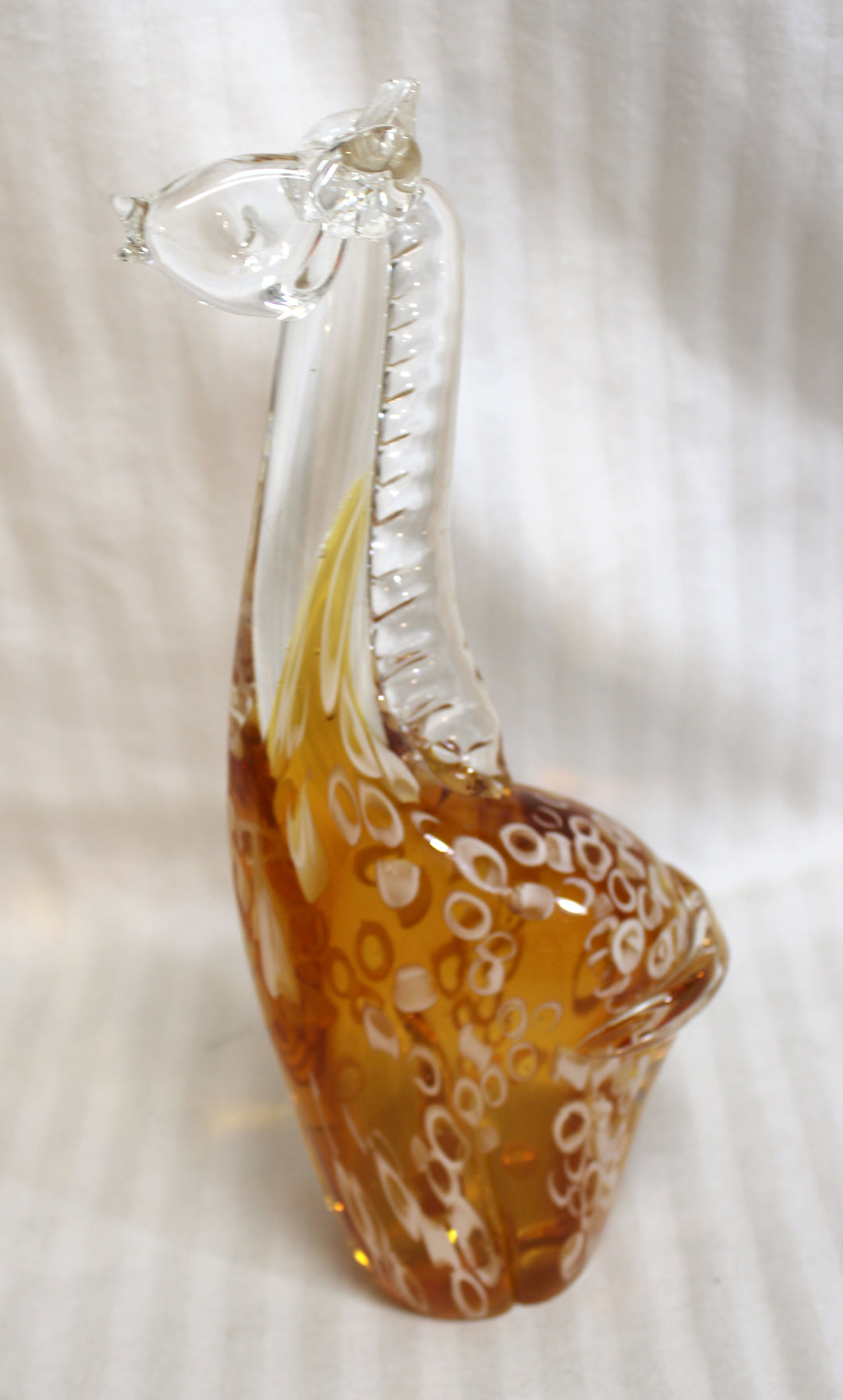 Orange, Clear & White Art Glass Giraffe 10