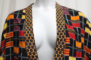 Vintage 80's/90's - We Be Bop - 2 Pc Maximalist Print, Light Weight Kimono Duster & Matching Pants - Size 3X (See Measurements)