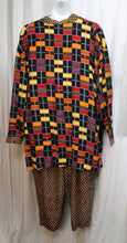 Load image into Gallery viewer, Vintage 80&#39;s/90&#39;s - We Be Bop - 2 Pc Maximalist Print, Light Weight Kimono Duster &amp; Matching Pants - Size 3X (See Measurements)